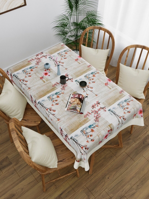 

Clasiko Beige & White Floral Printed 4-Seater Plastic Table Cover