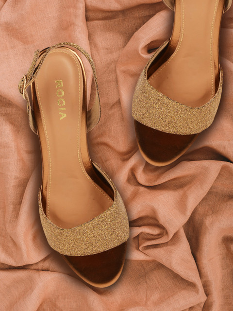 

Rocia Gold-Toned Textured Block Heels