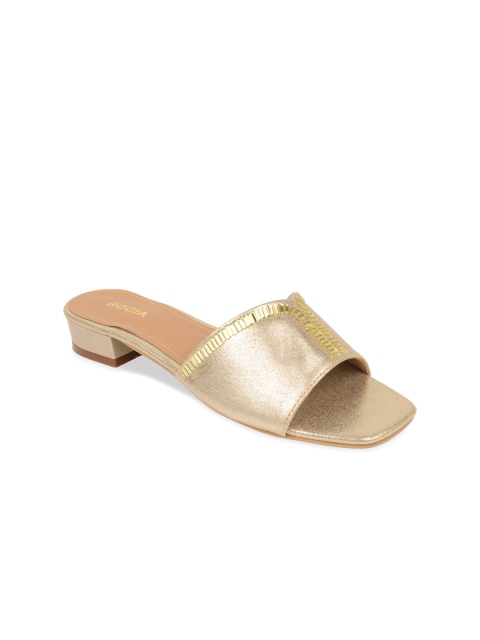 

Rocia Gold-Toned Textured Block Sandals