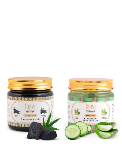 

Taavi Set of Natreal Cucumber Aloe Vera Gel & Charcoal Scrub, Black