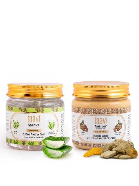 

Taavi Set of Natreal Soothing Aloe Vera Gel & Multani Mitti Scrub, Yellow