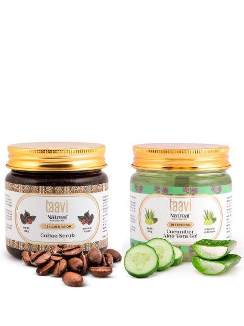 

Taavi Set of Natreal Cucumber Aloe Vera Gel & Coffee Scrub, Coffee brown