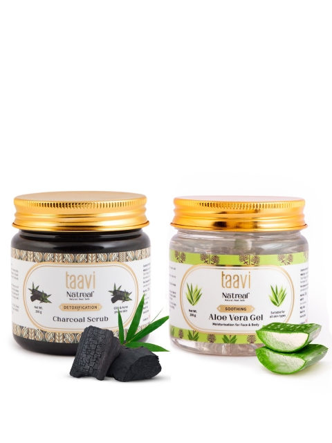 

Taavi Set of Natreal Soothing Aloe Vera Gel & Charcoal Scrub, Black