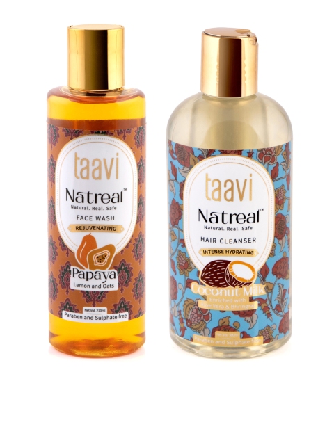 

Taavi Set of Natreal Coconut Milk Hair Cleanser & Papaya Face Wash, Blue