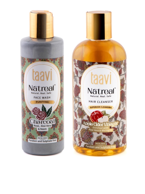 

Taavi Set of Natreal Apple Cider Vinegar Hair Cleanser & Purifying Charcoal Face Wash, Brown