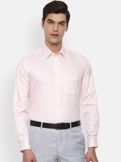 

Luxure by Louis Philippe Men Pink Opaque Striped Formal Shirt
