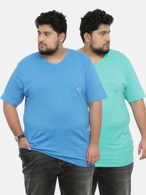 

Classic Polo Men Pack Of 2 Blue & Green 2 V-Neck Slim Fit T-shirt