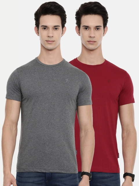 

Classic Polo Men Pack Of 2 Red & Grey Slim Fit T-shirt