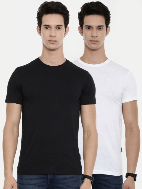 

Classic Polo Men Pack Of 2 Black & White Slim Fit T-shirt