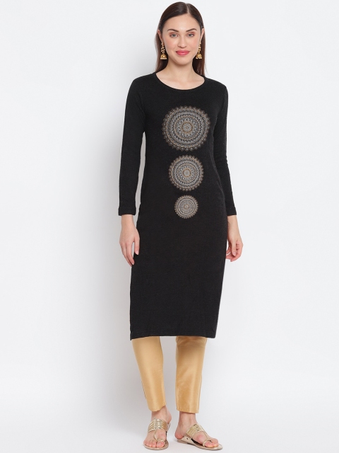 

IMARA Women Black Ethnic Motifs Printed Kurta