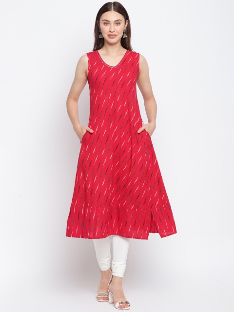 

IMARA Women Red Leheriya Printed Kurta