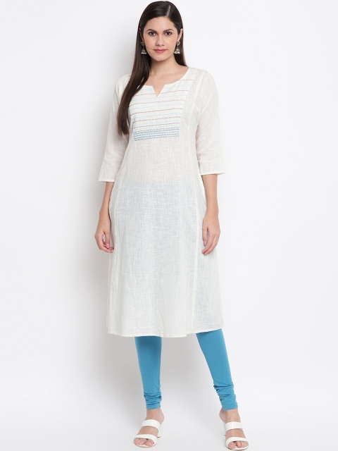 

IMARA Women White Thread Work Kurta