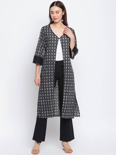 

IMARA Women Black & White Printed Kurta