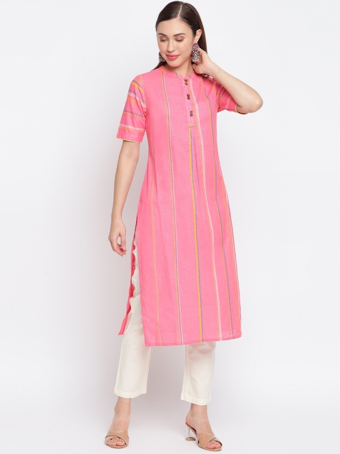 

IMARA Women Pink Striped Kurta