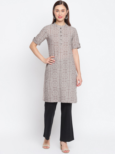 

IMARA Women Grey Ethnic Motifs Printed Kurta