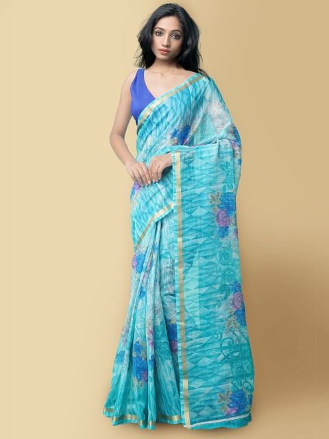 

Unnati Silks Blue & Purple Floral Art Silk Patola Saree