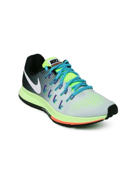 

Nike Women Grey & Fluorescent Green Air Zoom Pegasus 33 Running Shoes