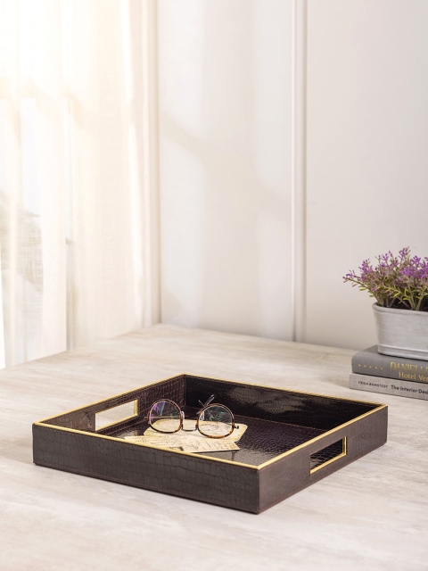 

Pure Home and Living Brown & Gold-Colored Solid Marco Tray