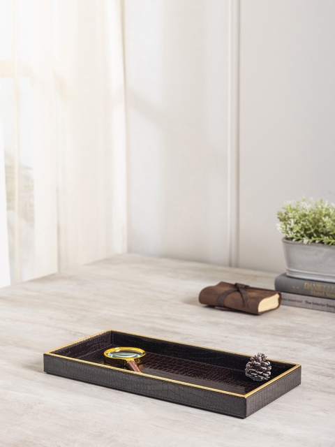 

Pure Home and Living Brown & Gold Toned Textured Macro Bathroom Tray