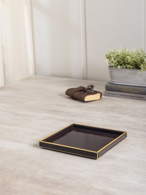 

Pure Home and Living Brown & Gold-Toned Solid Serving Tray