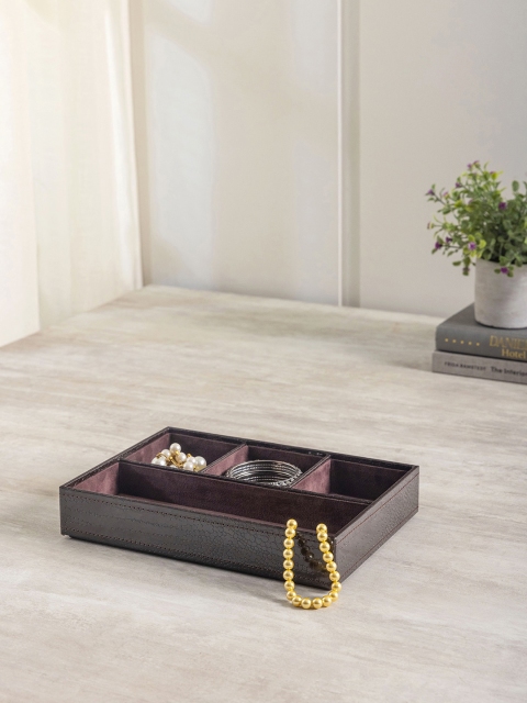 

Pure Home and Living Brown Crocodile-Skin Textured Rectangular Marco Tray