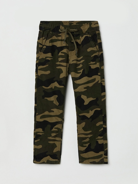 

max Boys Green Camouflage Printed Pure Cotton Trousers