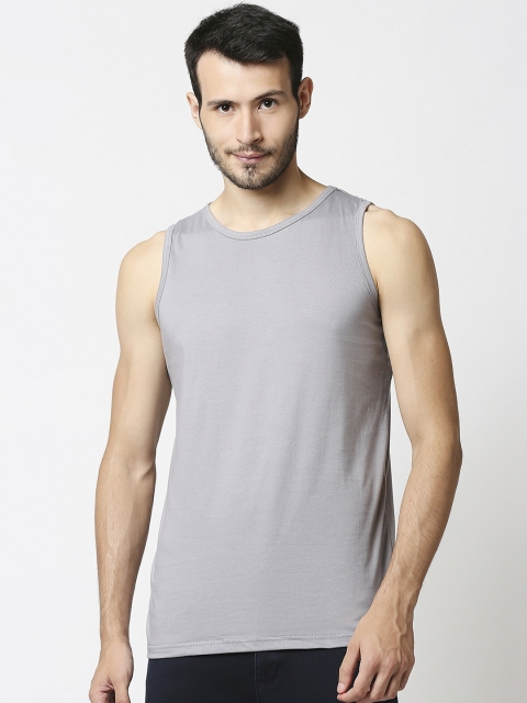 

Bewakoof Men Grey Solid Pure Cotton Innerwear Vests