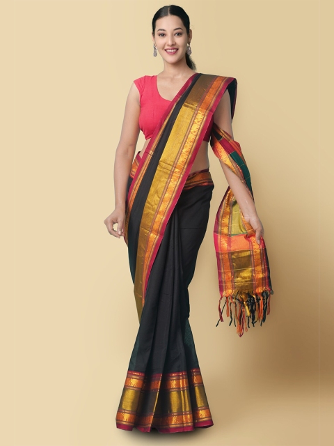 

Unnati Silks Women Black & Red Pure Handloom Narayanpet Cotton Sustainable Saree
