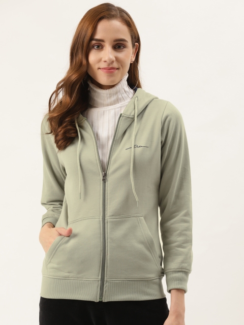 

Duke Women Green Solid Hooded Sweatshirt