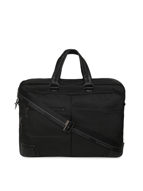 RONCATO Black PU Oversized Structured Handheld Bag