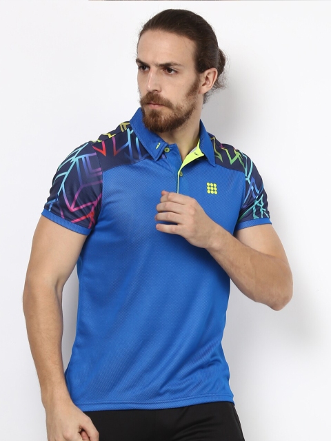 

rock it Men Blue Polo Collar Tropical T-shirt