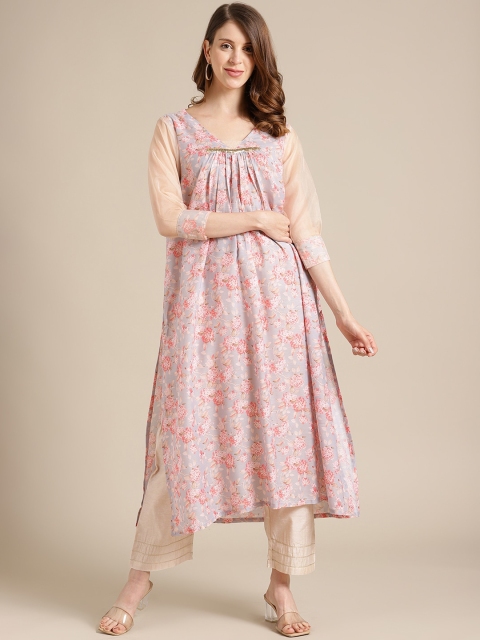 

Varanga Women Violet & Beige Ethnic Motifs Printed Kurta