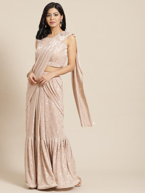 

Mitera Peach-Coloured Embroidered Ready to Wear Saree