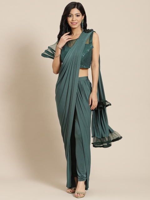 

Mitera Green Embroidered Ready to Wear Saree