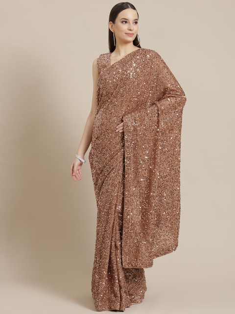 

Mitera Brown Embellished Sequinned Ready to Wear Saree