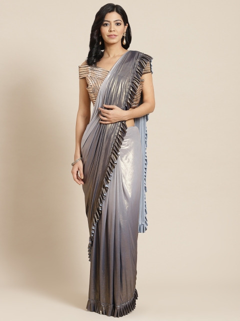 

Mitera Grey Embroidered Ready to wear Ombre Sari