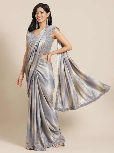 

Mitera Grey Embroidered Ready to Wear Saree