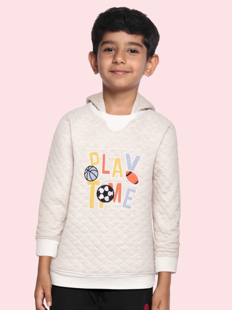 

GOJI Unisex Kids Off White Printed Hooded Sweatshirt