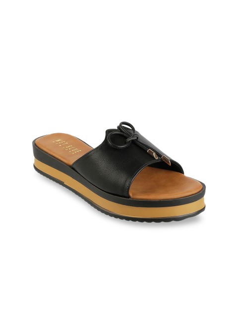 

Wet Blue Women Black Open Toe Flats with Bows
