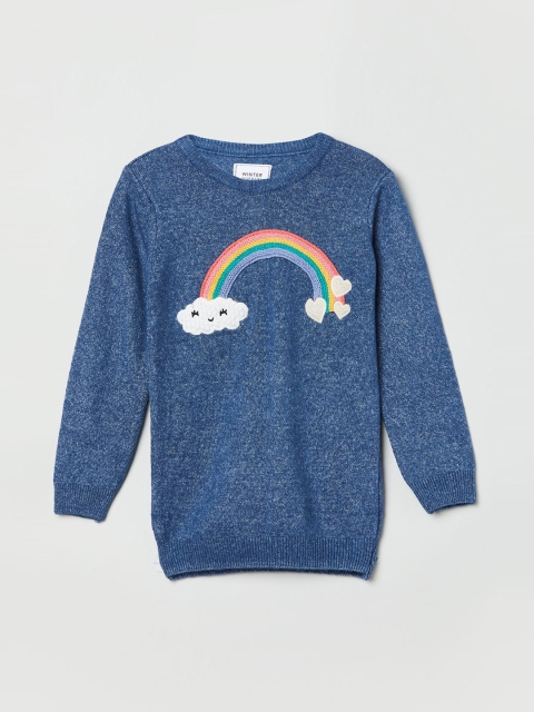 

max Girls Blue Embroidered Sweatshirt