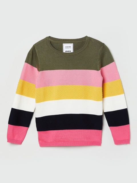 

max Girls Multicoloured Striped Sweatshirt, Multi
