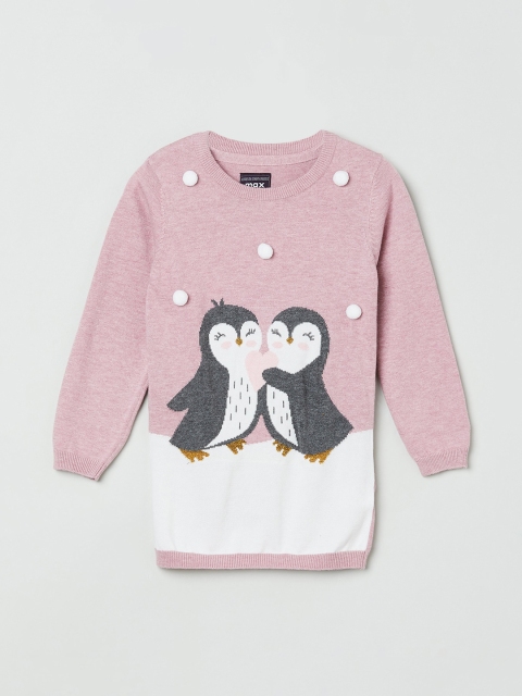 

max Girls Pink Printed Cotton Sweatshirt