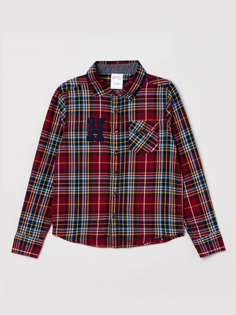 

max Boys Red Tartan Checks Opaque Checked Casual Shirt