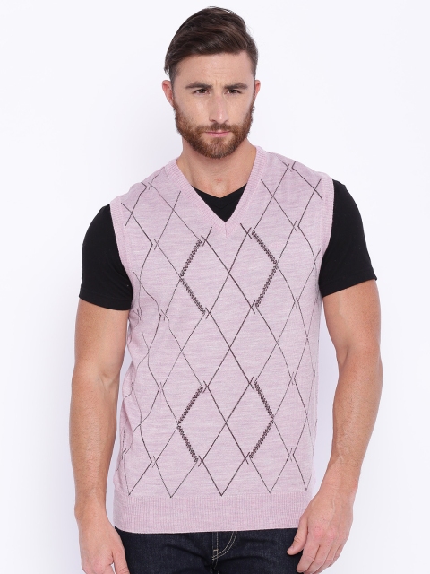 

ColorPlus Men Pink Checked Sweater