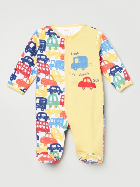 

max Infant Boys Yellow & Red Printed Pure Cotton Sleepsuit