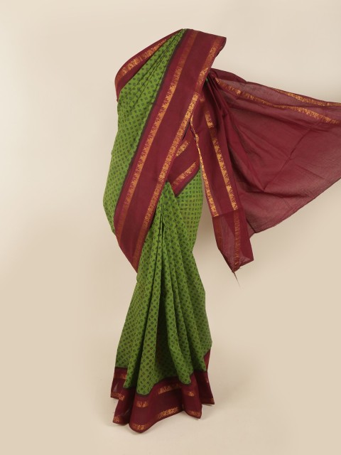 

Pothys Green & Maroon Pure Cotton Zari Saree
