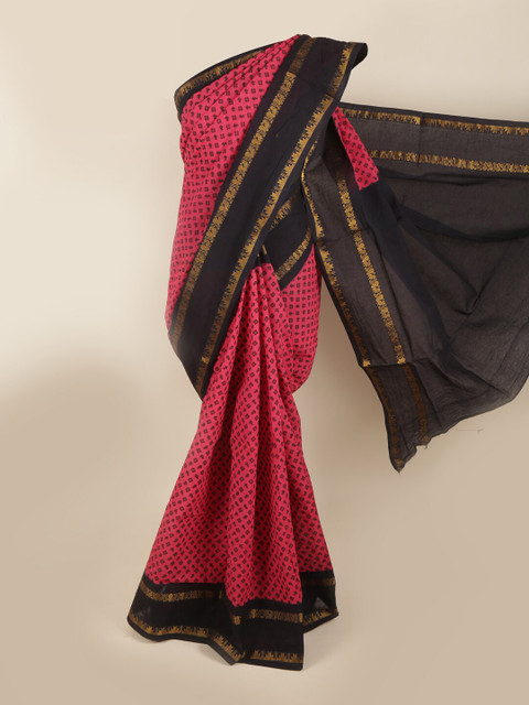 

Pothys Magenta & Black Printed Pure Cotton Saree