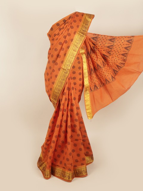 

Pothys Orange & Gold Pure Cotton Saree