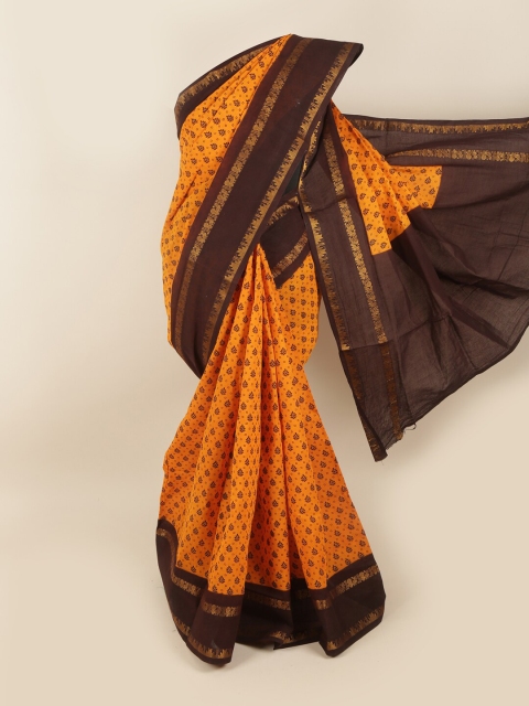 

Pothys Yellow & Brown Ethnic Motifs Pure Cotton Saree