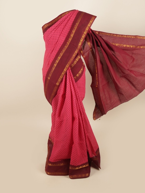 

Pothys Magenta & Maroon Zari Pure Cotton Saree